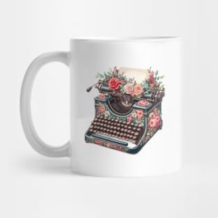 Retro Vintage Floral Typewriter Mug